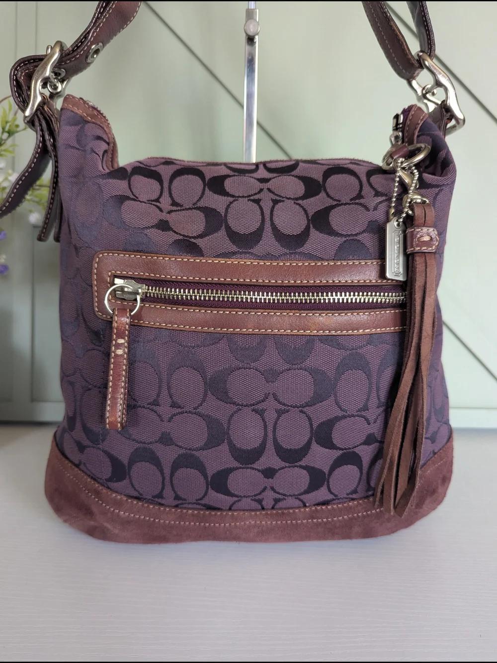 Coach Brown Signature Canvas Hobo Bag